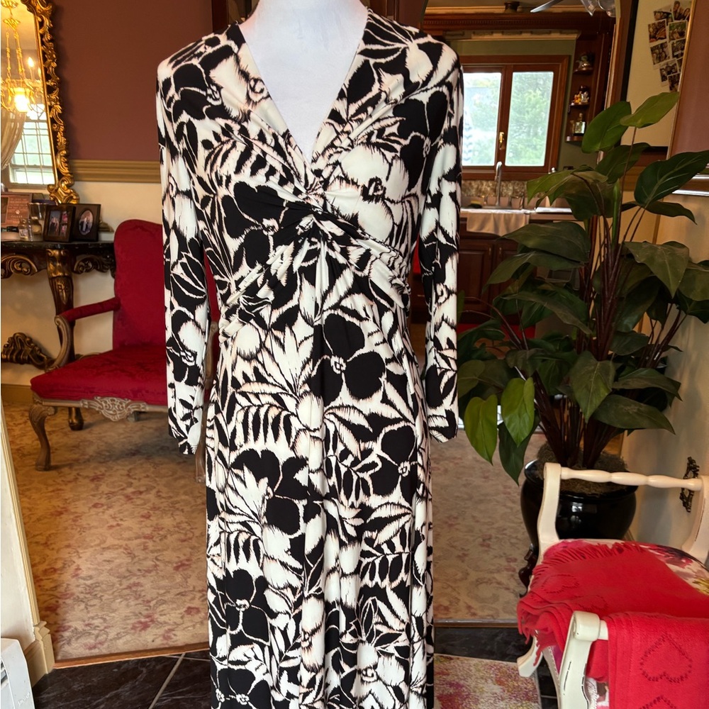 Elegant Black and White Floral Dress